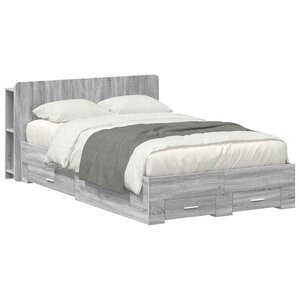 vidaXL Cadre de lit avec rangement Sonoma gris 120 x 190 cm