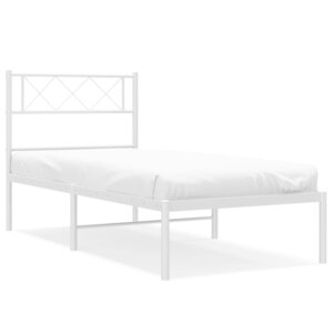 vidaXL Cadre de lit métal sans matelas et tête de lit blanc 107x203 cm