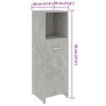 vidaXL Armoire de salle de bain Gris béton 30x30x95 cm Bois ingénierie