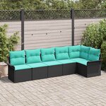 vidaXL Ensemble de canapé de jardin avec coussin 6 Pièces Noir polyrotin