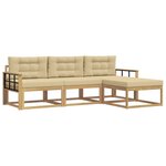 vidaXL Ensemble de canapés d'extérieur 4 Pièces Blanc et Beige Polyester