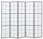 Paravent Shoji gris 5 panneaux en bois  Séparateur de pièce pliable