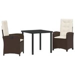 vidaXL Ensemble de salle à manger pour jardin 3 Pièces Marron polyrotin