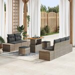 vidaXL Ensemble de canapé de jardin avec coussin 8 Pièces Gris Poly rotin