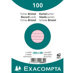 Paquet de 100 Fiches Bristol A6 rose ligné. s/s film EXACOMPTA