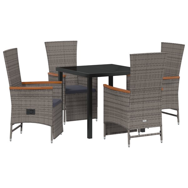 vidaXL Chaises de jardin inclinables 5 Pièces Gris Gris foncé Teinte bois