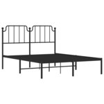 vidaXL Cadre de lit métal sans matelas avec tête de lit noir 135x190cm