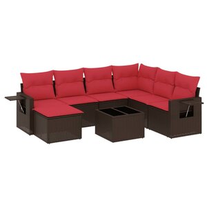 vidaXL Salon de jardin 8 Pièces avec coussins marron résine tressée