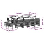 vidaXL Ensemble à manger de jardin 13 Pièces coussins noir résine tressée