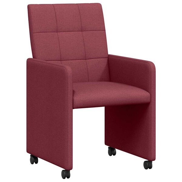 vidaXL Chaises de Salle à Manger avec Roues 2 pc tissu Bordeaux