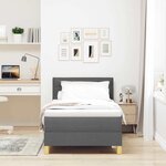 vidaXL Lit avec sommier & matelas LED gris foncé 100x200 cm tissu