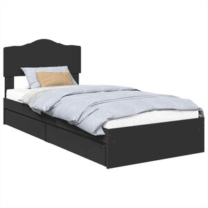 vidaXL Lit de Rangement avec tiroir Noir 70 x 190 cm Bois d'ingénierie
