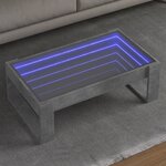 vidaXL Table basse avec LED infini gris béton 90x53x30 cm