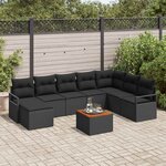 vidaXL Ensemble de canapé de jardin 9 Pièces Noir