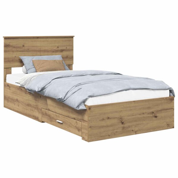 vidaXL Cadre de lit Chêne artisanal 100 x 200 cm Bois d'ingénierie