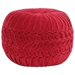 vidaXL Pouf Velours de coton Design de sarrau 40 x 30 cm Rouge