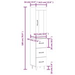 vidaXL Buffet haut Blanc 34 5x34x180 cm Bois d'ingénierie
