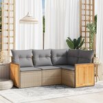 vidaXL Salon de jardin avec coussins 4 Pièces beige résine tressée