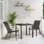 Ensemble de Salle à Manger de Jardin 3 Pièces vidaXL Textilène Noir et Acier