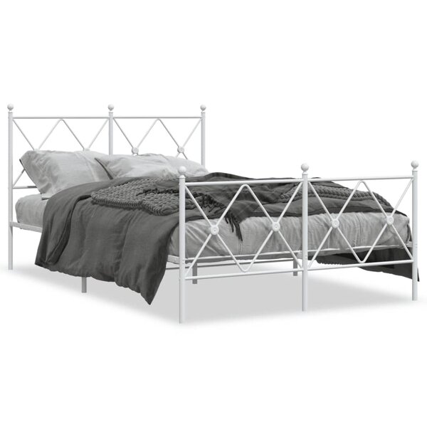 vidaXL Cadre de lit métal sans matelas et pied de lit blanc 120x200 cm