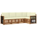 vidaXL Ensemble de canapé d'angle avec coussin 4 Pièces Naturel et Crème