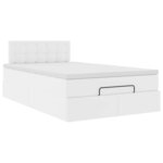 vidaXL Cadre de lit ottoman et matelas blanc pur 120x200 cm similicuir