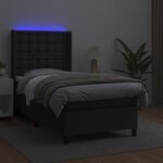vidaXL Sommier à lattes de lit matelas LED Noir 80x200 cm Similicuir