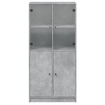 vidaXL Buffet haut avec portes gris béton 68x37x142 cm bois ingénierie