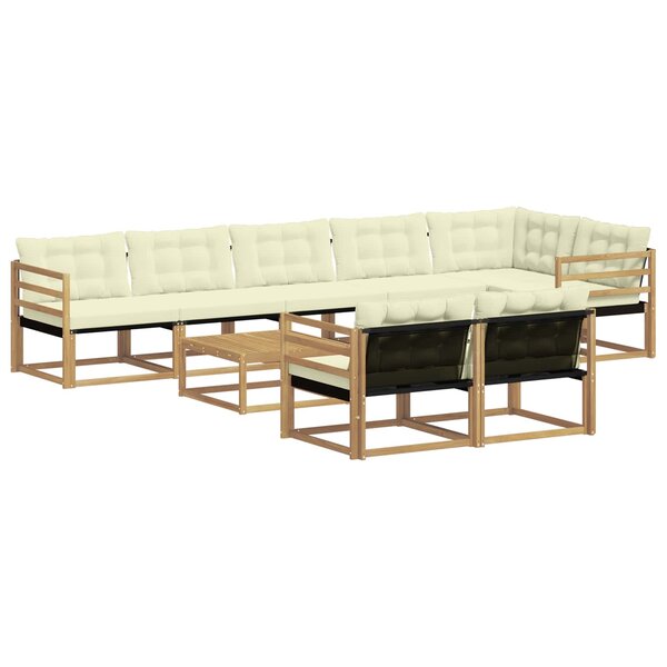 vidaXL Ensemble de canapés d'extérieur 9 Pièces Blanc et crème