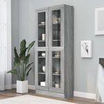 vidaXL Armoire à vitrine Sonoma gris 82 5x30 5x185 5cm Bois ingénierie
