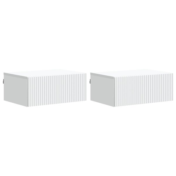 vidaXL Cabinet de chevet mural 2 Pièces Blanc 49 x 34 5 x 20 cm