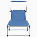 vidaXL Chaise longue pliable avec toit Aluminium et textilène Bleu