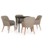 vidaXL Ensemble à manger de jardin et coussins 5 Pièces Marron