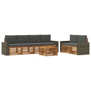 vidaXL Ensemble de canapés d'extérieur 7 pc Naturel et Anthracite