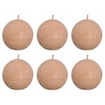 Bolsius Bougies boule rustiques Shine 6 Pièces 76x71 mm Rose brumeux