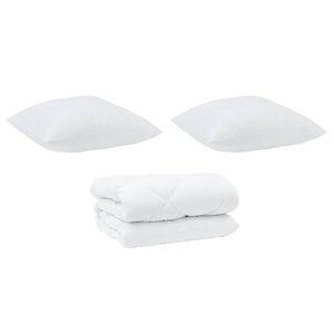 vidaXL Couette avec Oreillers 3 Pièces Blanc Microfibre et Plumes D'oie