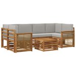 vidaXL Ensemble de canapés d'extérieur 7 Pièces Naturel et gris clair