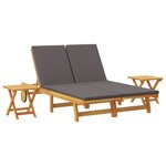 vidaXL Transat avec coussin Gris foncé Bois d'Acacia Massif