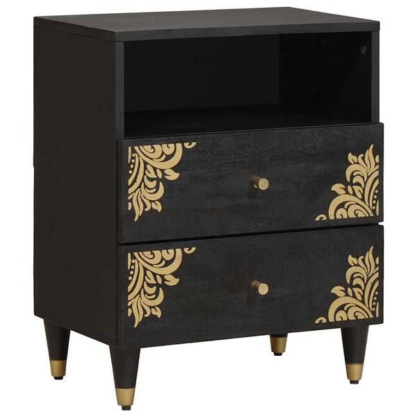 vidaXL Cabinet de chevet Noir 50 x 33 x 62 cm Bois de mangue massif