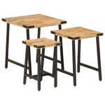 vidaXL Tables basses gigognes 3 Pièces bois massif de manguier et fer