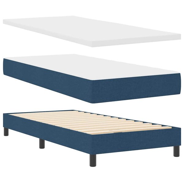vidaXL Lit à ressorts avec matelas bleu - 90 x 200 cm  tissu