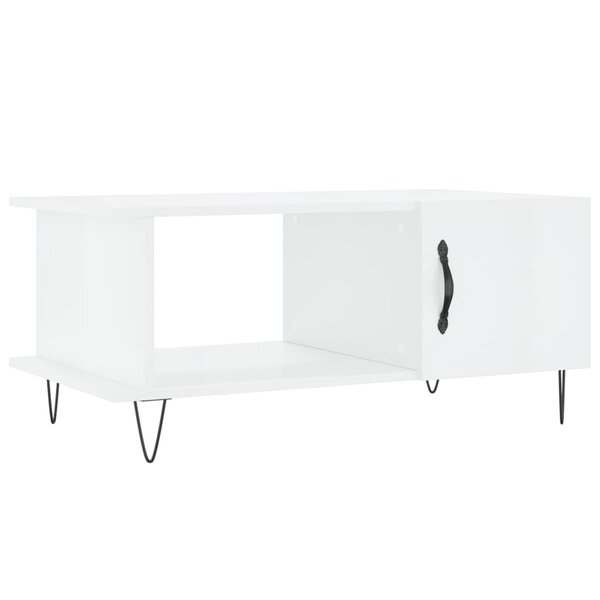 vidaXL Table basse Blanc brillant 90x50x40 cm Bois d'ingénierie