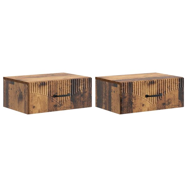vidaXL Cabinet de chevet mural 2 Pièces Bois ancien 49 x 34 5 x 20 cm