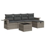 vidaXL Salon de jardin 6 Pièces avec coussins gris résine tressée