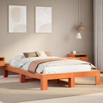 vidaXL Cadre de lit sans matelas cire marron 135x190cm bois pin massif