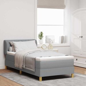 vidaXL Lit à ressorts avec matelas Gris clair 90 x 200 cm tissu