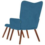 vidaXL Chaise de relaxation avec tabouret Bleu Velours