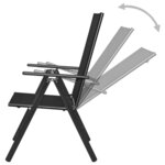 vidaXL Chaises pliables de jardin lot de 2 Aluminium et textilène Noir