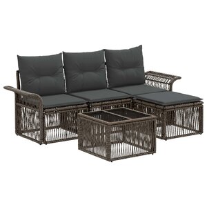 vidaXL Ensemble de canapé de jardin 5 pc Gris polyrotin