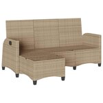 vidaXL Canapé de jardin inclinable coussins forme de L beige polyrotin